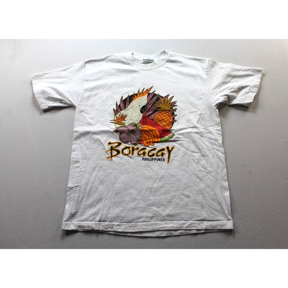 Ocean Wave White Shirt Boraggy Philiphines Short Sleeve Crew Neck size Medium